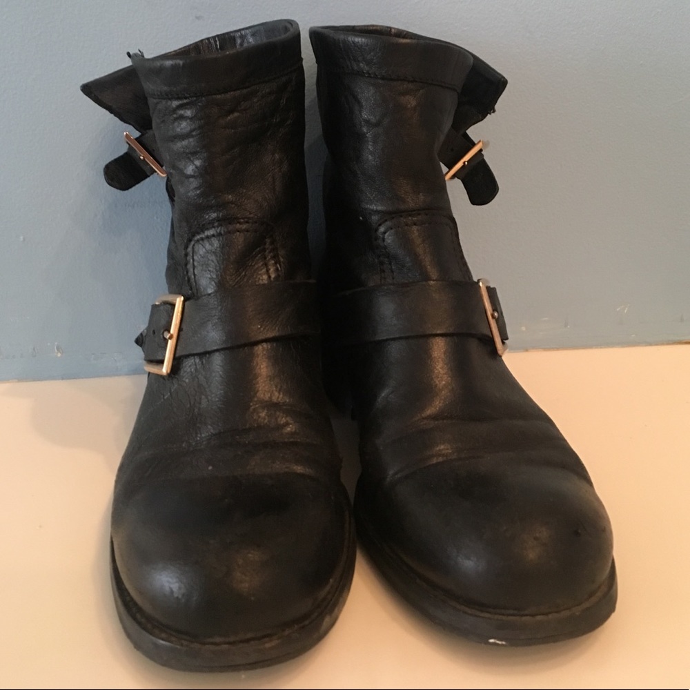 Jimmy Choo Leather Motorcycle Boots Size 10 - Picture 2 of 8
